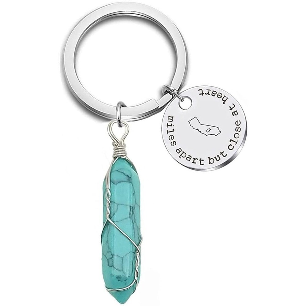 NEW Miles Apart Close At Heart State Keychain w/ Healing Crystal,‎ California